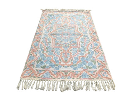 Vintage Handmade Woven Chain Stitch Oriental Floral Wool Rug 2' 3'' x 3' 7'' ft