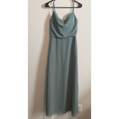 Revelry Skye Chiffon Eucalyptus Drape Chest Bridesmaid Formal Maxi Dress  Size 2 | eBay