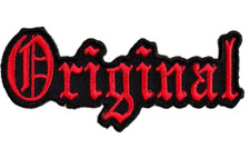 Original Embroidered Sew On Iron On Biker Patch Red and Black