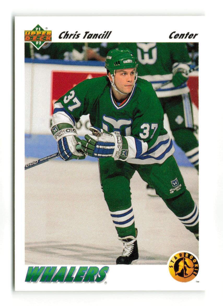 1991-92 UPPER DECK #455 CHRIS TANCILL HARTFORD WHALERS ROOKIE