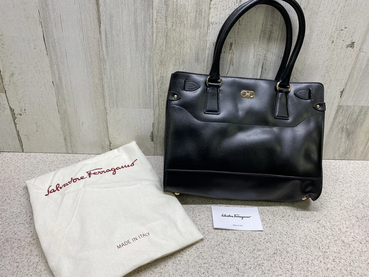 SALVATORE FERRAGAMO BRIANA SATCHEL TOTE BAG BLACK SOFT CALF LEATHER $1,250 New
