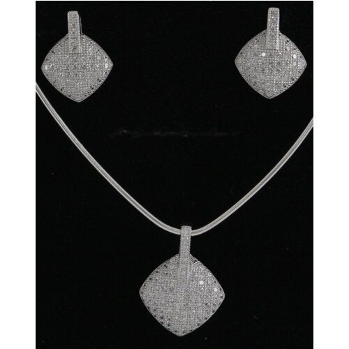Silver CZ Earring And Pendant Set Fine Jewelry Great Value #OASET11 - Picture 1 of 1