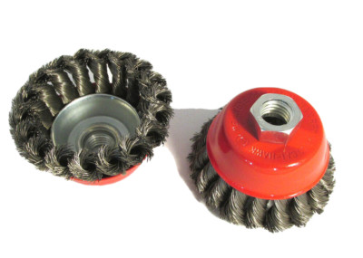 3'' Knot Type Wire Cup Brush for 5/8'' arbor for angle grinders 