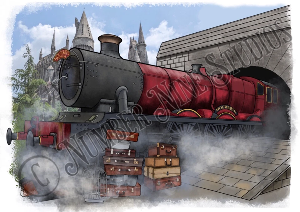 Редкая иллюстрация Hogwarts Express Limited, ограниченное издание, подписано художником. - Изображение 2 из 4
