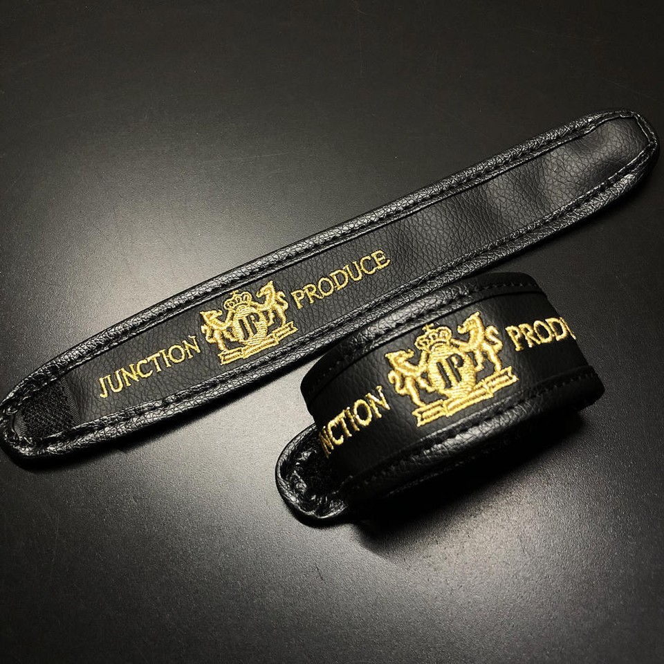 JDM Junction Produce Curtains Gold JP Leather Straps Black Car Shade