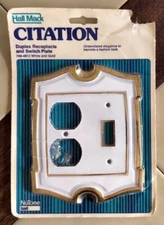 NuTone Hall Mack CITATION Duplex Receptacle Outlet Switch Plate (White/Gold)