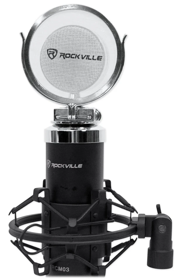 Rockville RCM03 Pro Studio Recording Condenser Microphone Mic+Shock Mount+Shield - Image 3 of 4