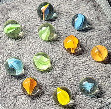 lot of 10 glass toy marbles cat's eye style assorted mixed colors