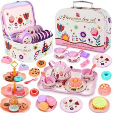 Tea Party Set for Toddlers  Little Girls Ages 3-6   Princess Pretend Play Ki...