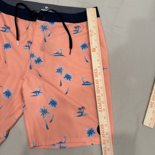 Rip Curl Mirage Boardshorts 34 Orange Surf Trunks Palm Trees Stretch 8” Inseam - Picture 6 of 8