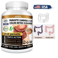 Para-site Candida X25 Colon Detox Cleanse suplemento herbal natural 100 cápsulas