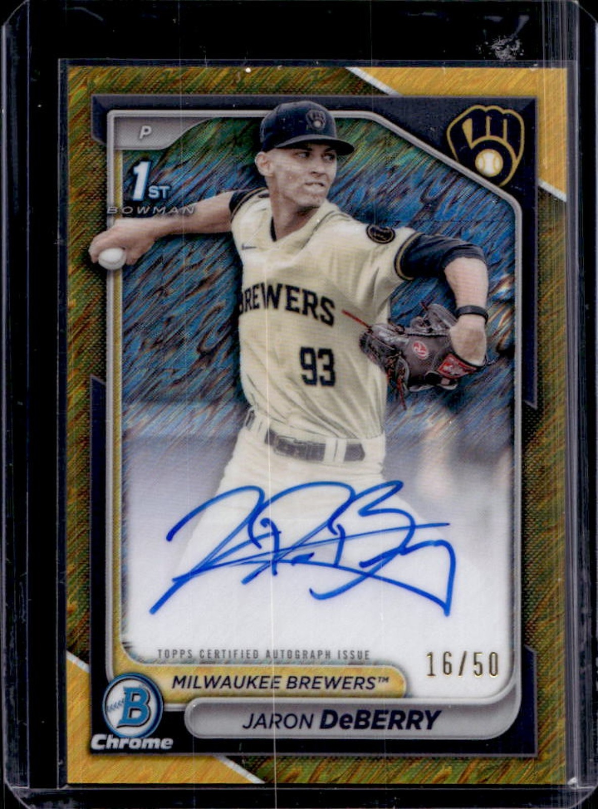 2024 Bowman Draft Jaron DeBerry Chrome Auto Gold Shimmer Refractor 1st #/50