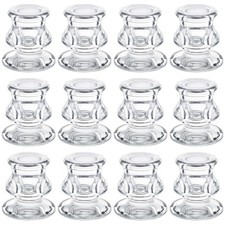Belle Vous 12 Pack Glass Candle Sticks Holder - Elegant Taper/Pillar Candlestick