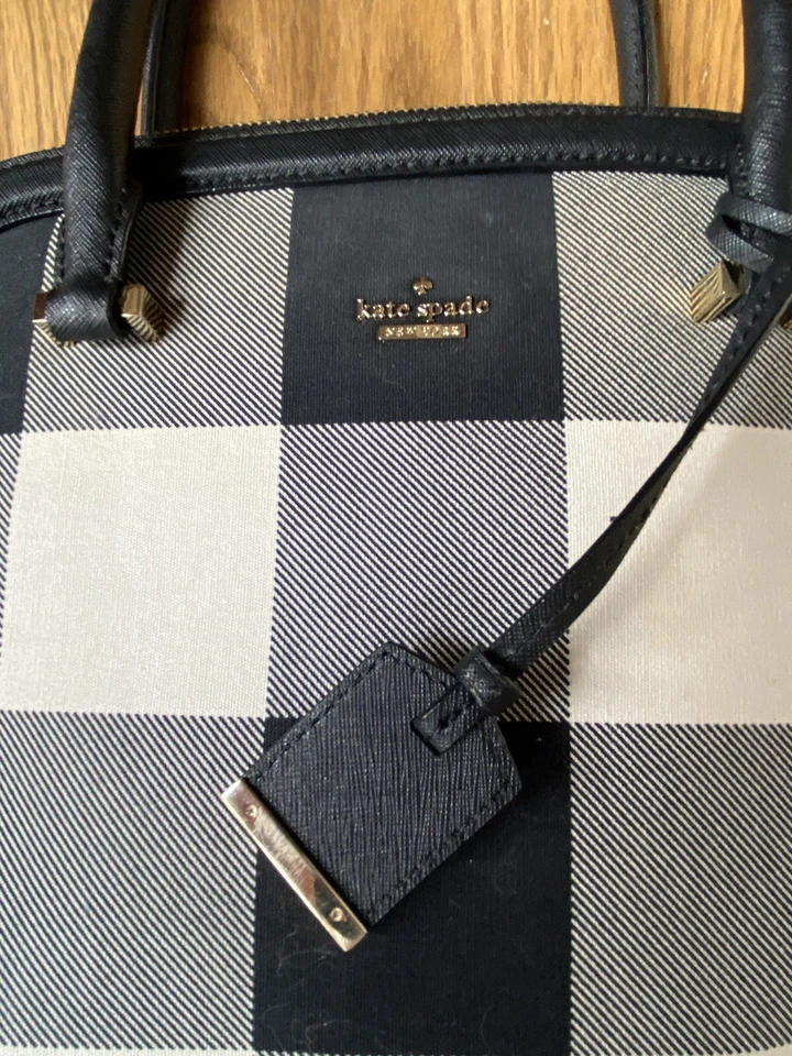 Bolso de hombro Kate Spade Cameron Street Balck Cream Cuadros a cuadros Foto 4 de 4