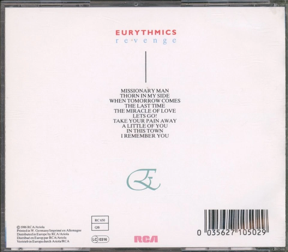 Eurythmics Revenge CD Europa RCA 1986 PD71050 - Bild 2 von 3