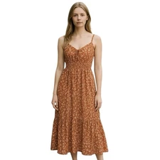 Womens Dress Sz Small Maxi Floral Sleeveless Feminine Bohemian Boho Beach Travel