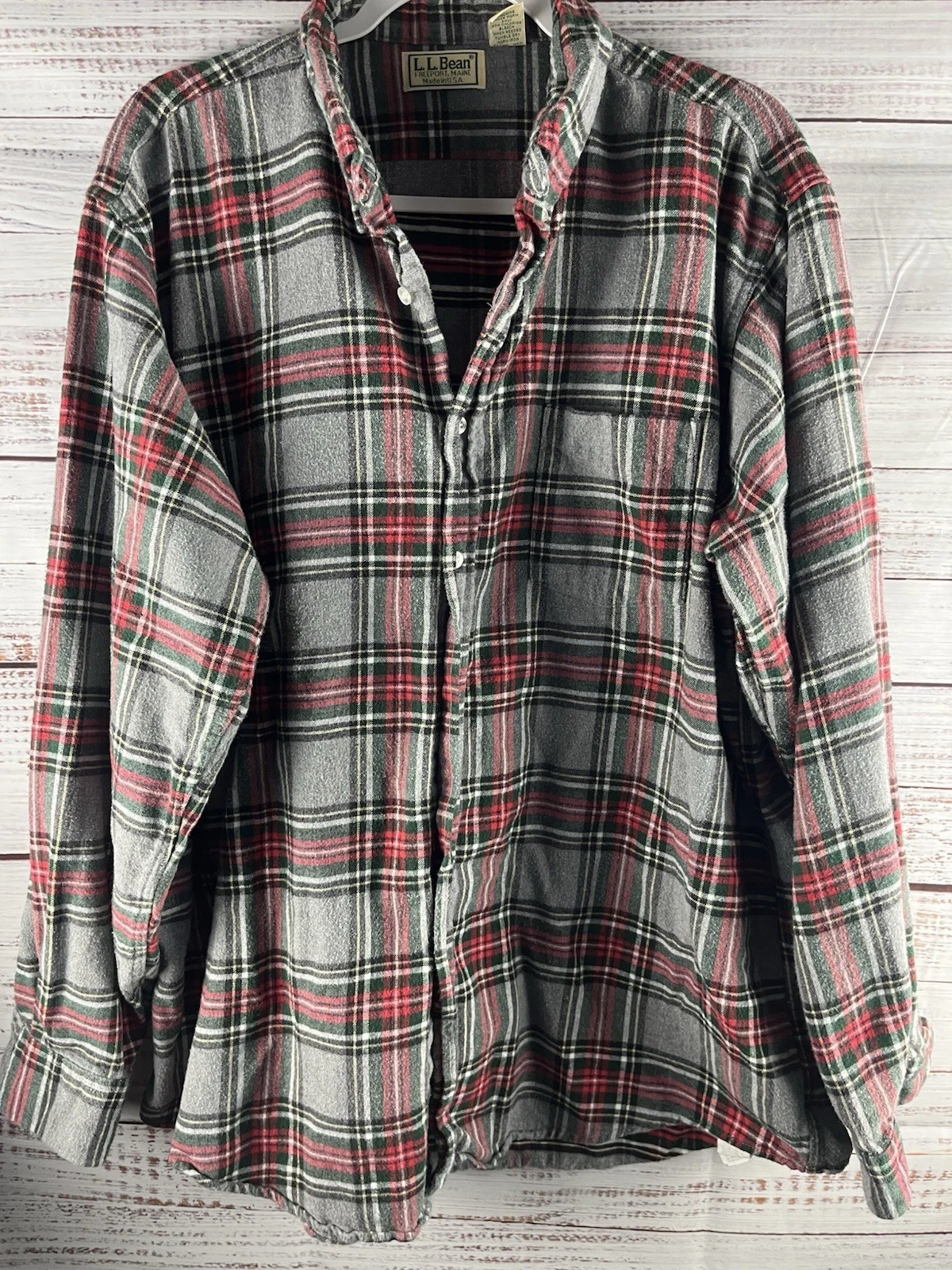 L.L. Bean Shirt Mens Button Down XL Multicolor Plaid Long Sleeve Cotton Flannel