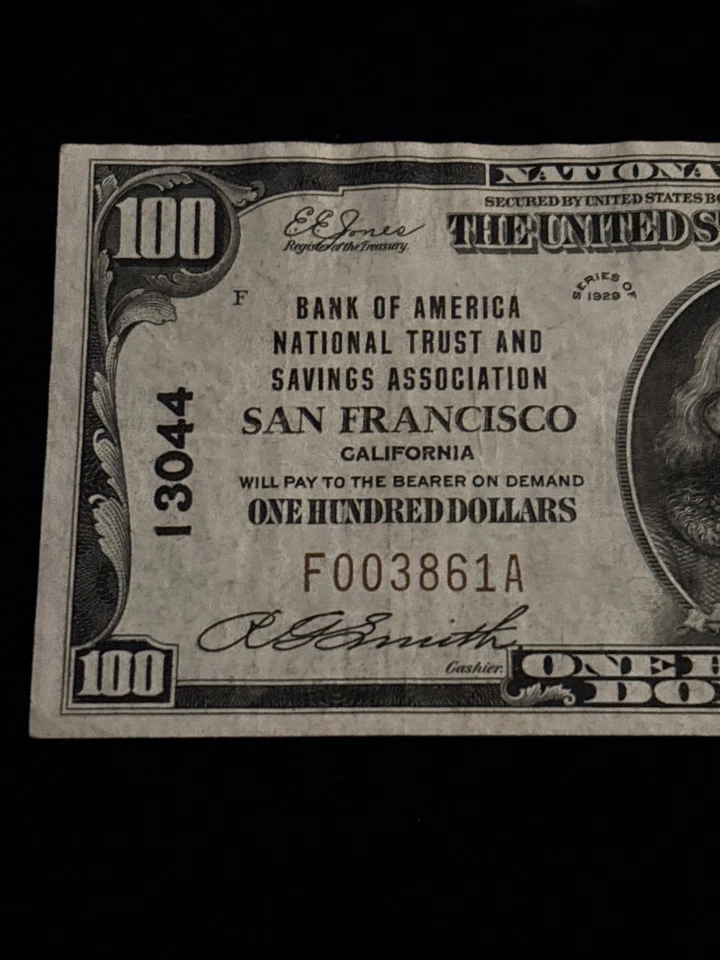 1929 $100 Bank America SAN FRANCISCO California National Currency CH# 13044 - Image 2 of 4