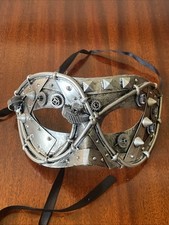 Steampunk Halloween Costume Masquerade Phantom Half Face Mask Gears Silver Black