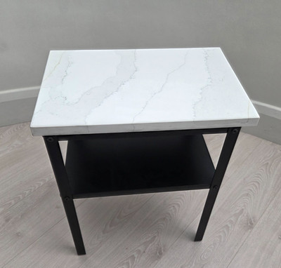  Calacatta Gold Quarz und Metall Beistell Sofatisch C Form Beistellmöbel  