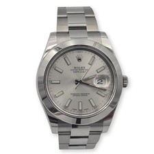 Rolex Datejust II 41mm Silver Dial Smooth Bezel Steel 116300 Box
