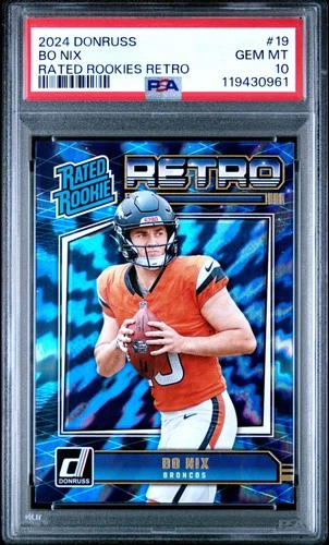 2024 Panini Donruss Rated Rookies Retro - #19 PSA Bo Nix Denver Broncos
