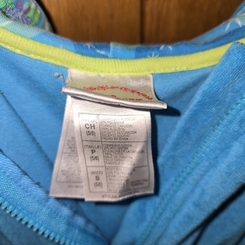 Disney Store Tinkerbell Swim Cover Up Dress Girls Size 5/6 Blue Terry Hood Zip - Picture 6 of 8