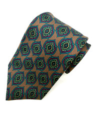 Ferrell Reed Tie for Hollis Clothing Silk Foulard Medallion Geometric Italy USA