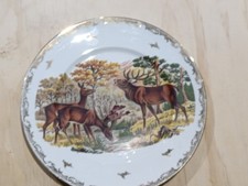 Assiette 1 cerf et ses 2 femelles Limoges Porcelaine Ets Chadelaud Authentique