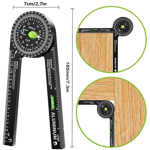 Miter Saw Protractor,Aluminum Protractor Angle Finder with Level Gauge High Prec - Picture 2 of 12