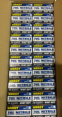 *20 Boxes* Hardy Nitrile Gloves 7-mil Heavy Duty Powder Free X-Large 61774 Cs