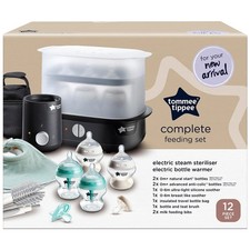 Image of Tommee Tippee Complete Feeding Set with Electric Steam Steriliser 12 piece Black