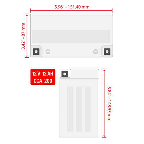 AGM Battery for Honda Foreman Rubicon 500 TRX500 TRX520 2001-24/ 12V 12Ah CCA200 - Picture 3 of 3