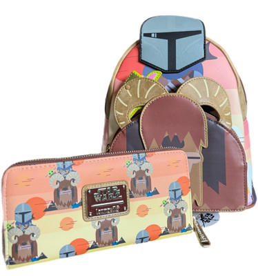 NEW DISNEY - MANDALORIAN star wars LOUNGEFLY MINI BACKPACK & WALLET