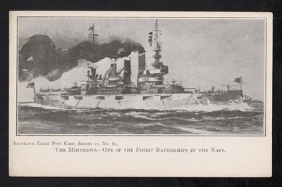 1905-07 Original Brooklyn Eagle Postcard USS Minnesota Unposted EX-NM