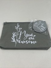 New Makeup Bag with Matching Compact Mirror  You Are Awesome  Gift Set