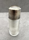 Antique ART DECO Ribbed Glass ATOMIZER Perfume BOTTLE Silver Top Push Button 3" — photo 3