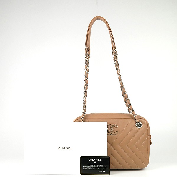 Chanel A91778 Chevron Camera Bag in Indie Pink with Chain Strap