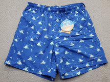 Columbia PFG Omni-Shade Swim Shorts Men Small Multi Boat Print Mesh Lined UPF 50