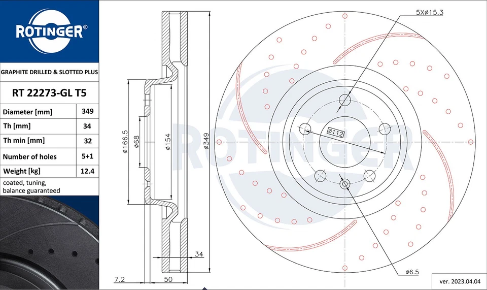 Rotinger brake discs, Audi Q7, RT 22273-GL T5 - Image 2 of 2