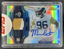 2014 Topps Finest Michael Sam Patch Auto RC Refractor #RAP-MS Rams Rookie