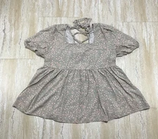 Sugar Fox Womens Size 2XL Peplum Floral Print Top Criss Cross Tie Back 