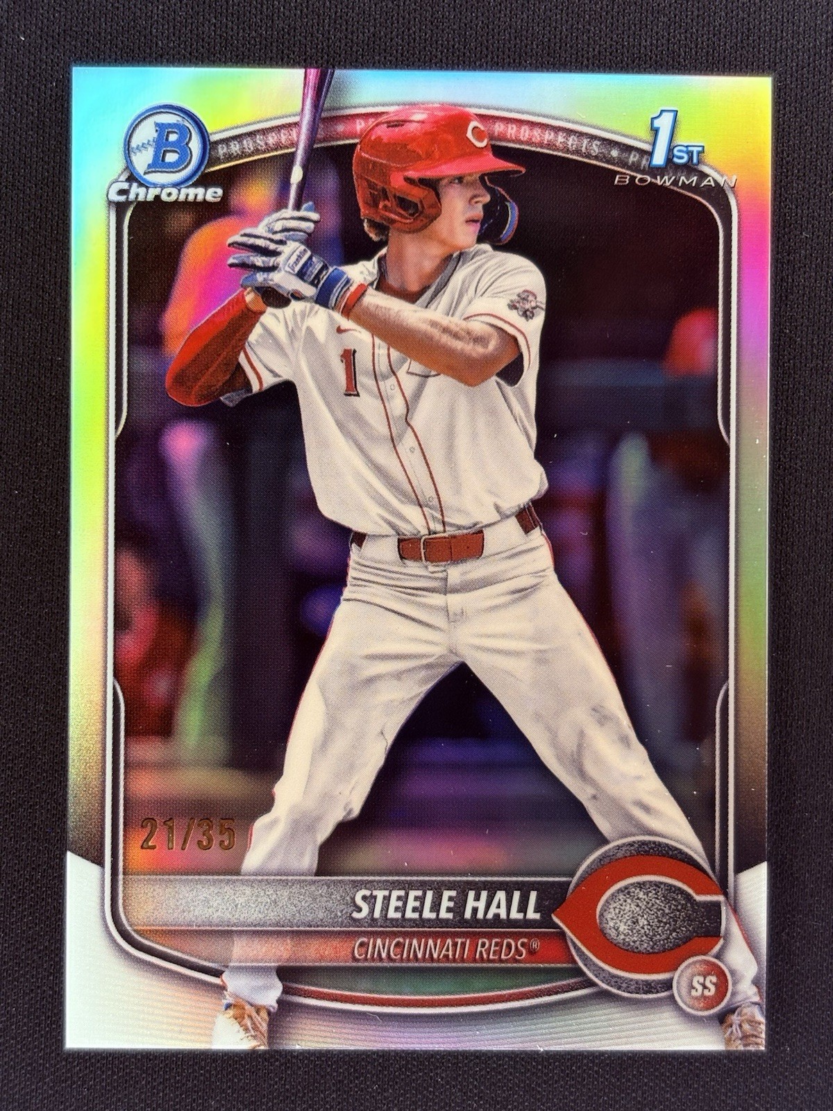 Steele Hall 2025 Bowman Draft 1st Chrome Logofractor Refractor /35 Reds 💎