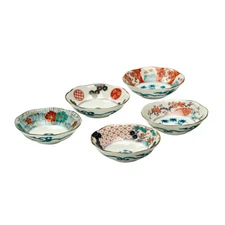 Mino ware Somenishiki Koimari small bowl set (set of 5) Grass nishiki flower