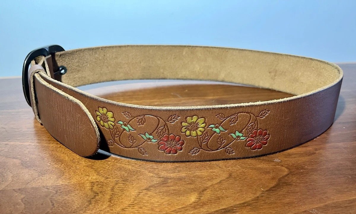 Vintage Hollister floral leather belt, brown size medium , 34 Hollister Floral Belts for Women for sale | eBay main image 4
