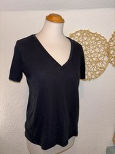 Amisu Damen T-Shirt Schwarz Gr. S V-Ausschnitt Kurzarm