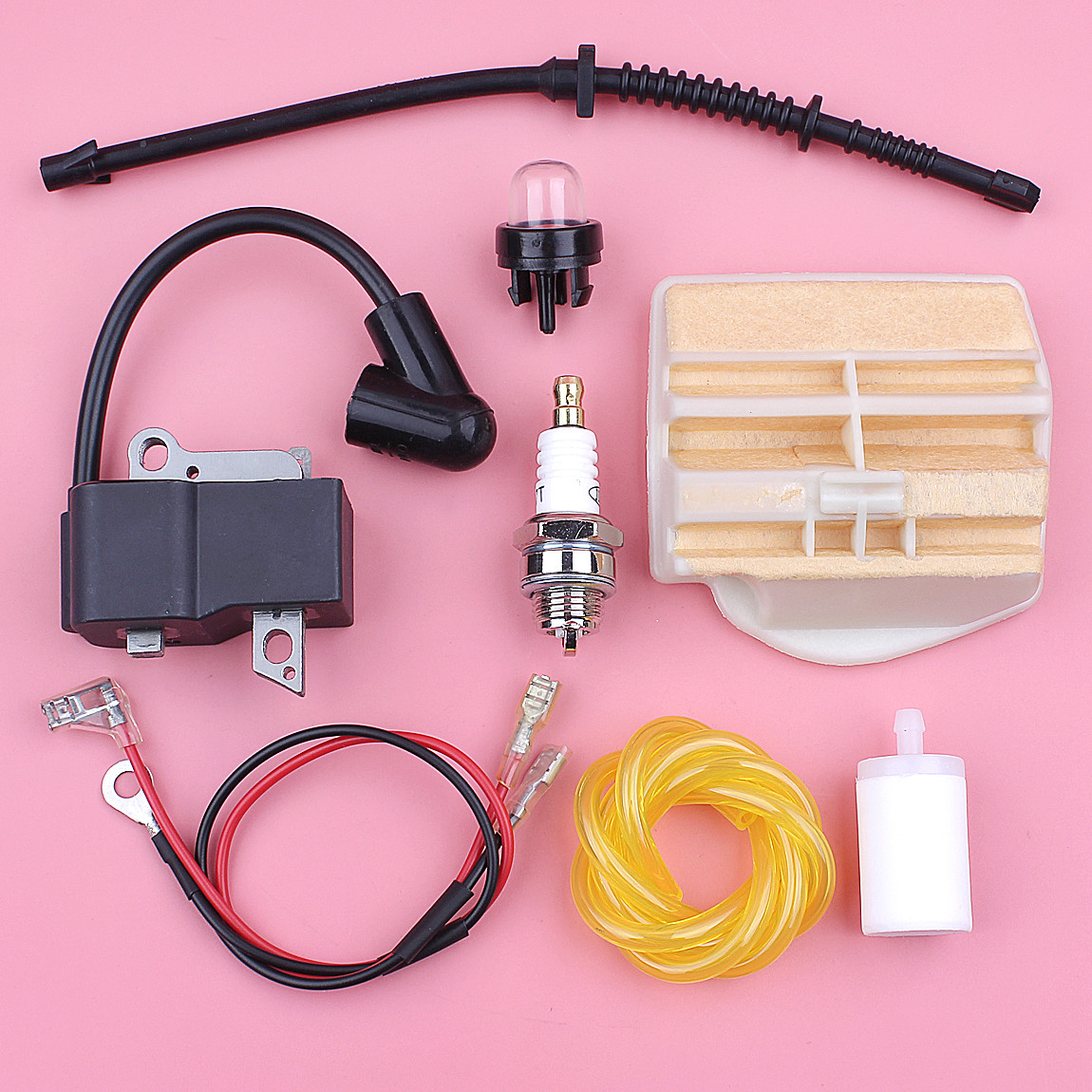 Haishine Ignition Coil & Air Fuel Filter Kit For Husqvarna 445, 450, 445e, 450e Chainsaws – 4-Piece Set