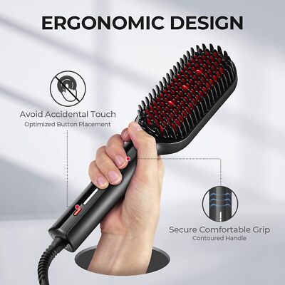 Hair Straightening Brush - Ion Plus Straightening with Bristles, 16 Temperatures