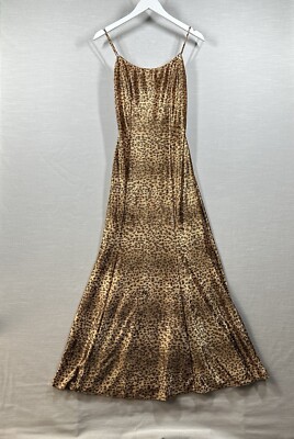 Vintage Dave and Johnny Dress Womens Small Brown Cheetah 90s Maxi Prom  Evening | eBay