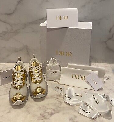 NIB Women's Authentic Dior Vibe White & Metallic Gold Mesh NIB Women's Authentic Dior Vibe White & Metallic Gold Mesh
